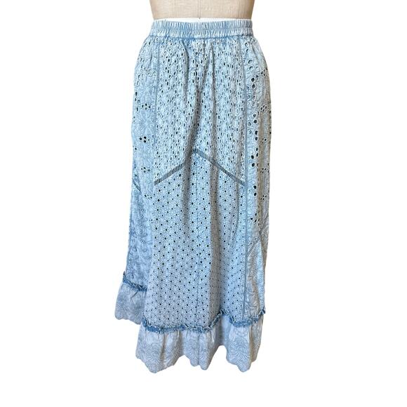 Soft Surroundings Porfiria Embellished Chambray Blue Maxi Skirt Size XS XSMALL - Picture 6 of 11